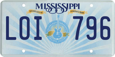MS license plate LOI796