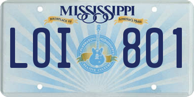MS license plate LOI801