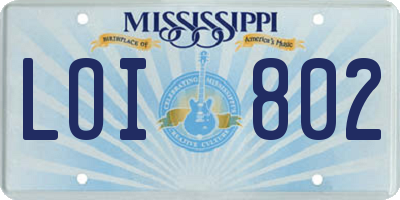 MS license plate LOI802
