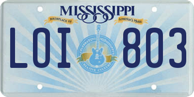 MS license plate LOI803
