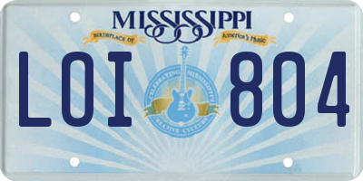 MS license plate LOI804