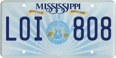 MS license plate LOI808
