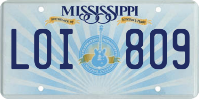 MS license plate LOI809