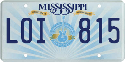 MS license plate LOI815
