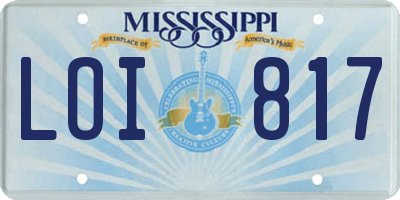 MS license plate LOI817