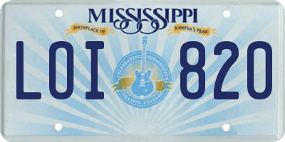 MS license plate LOI820