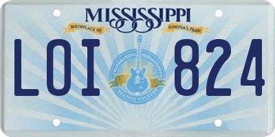 MS license plate LOI824