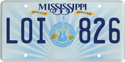 MS license plate LOI826