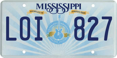 MS license plate LOI827