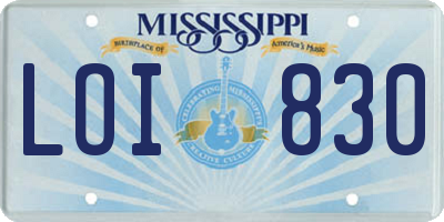 MS license plate LOI830