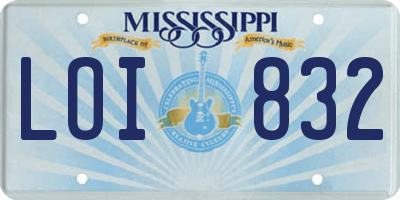 MS license plate LOI832