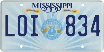 MS license plate LOI834