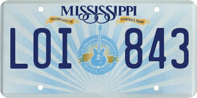 MS license plate LOI843