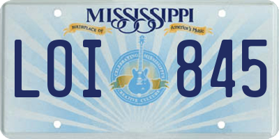 MS license plate LOI845