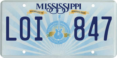 MS license plate LOI847