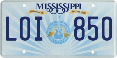 MS license plate LOI850