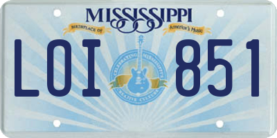 MS license plate LOI851
