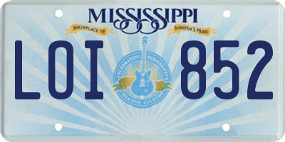 MS license plate LOI852