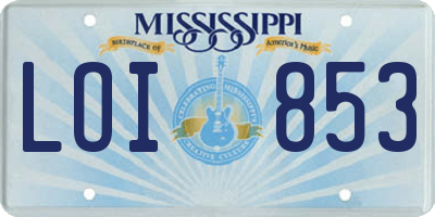 MS license plate LOI853