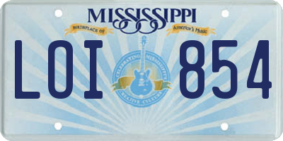MS license plate LOI854