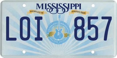 MS license plate LOI857