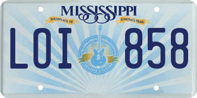 MS license plate LOI858