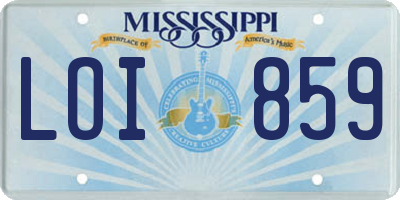 MS license plate LOI859