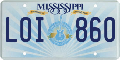 MS license plate LOI860