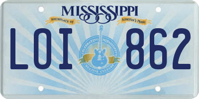 MS license plate LOI862