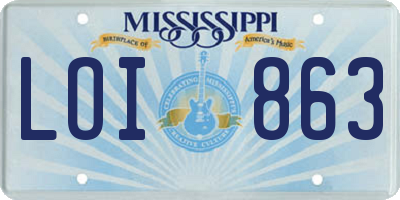 MS license plate LOI863