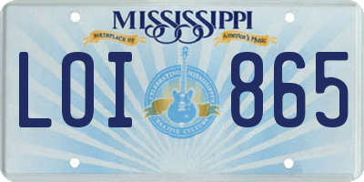 MS license plate LOI865
