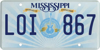 MS license plate LOI867