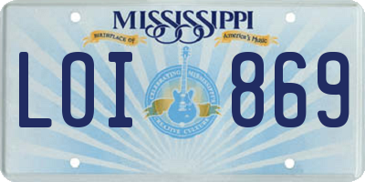 MS license plate LOI869