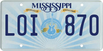 MS license plate LOI870