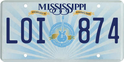 MS license plate LOI874