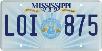MS license plate LOI875