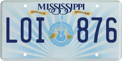 MS license plate LOI876