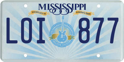 MS license plate LOI877