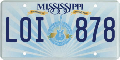 MS license plate LOI878