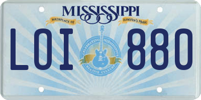 MS license plate LOI880