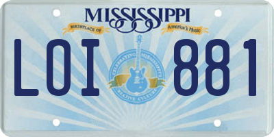 MS license plate LOI881