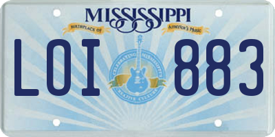 MS license plate LOI883