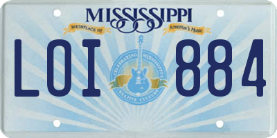 MS license plate LOI884