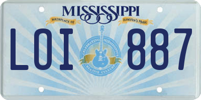 MS license plate LOI887