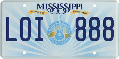 MS license plate LOI888