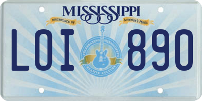 MS license plate LOI890