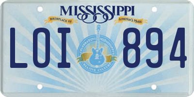 MS license plate LOI894
