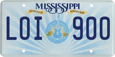 MS license plate LOI900