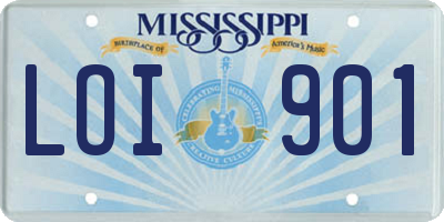 MS license plate LOI901