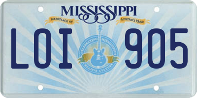 MS license plate LOI905